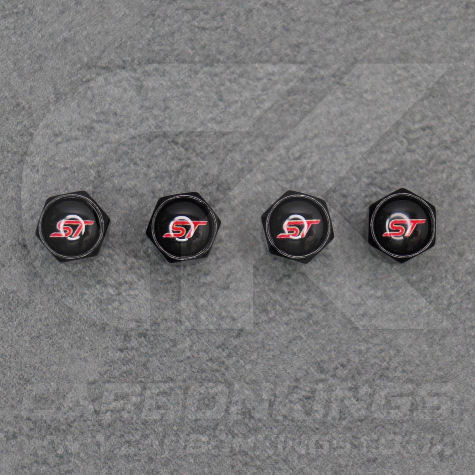 Ford ST Sport Black Anodised Wheel Valve Dust Caps Set Fiesta Focus Edge Puma