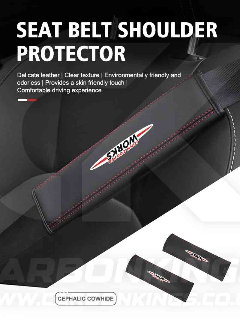 John Cooper Works JCW Leather Seatbelt Shoulder Cover Pad Protector Mini Cooper