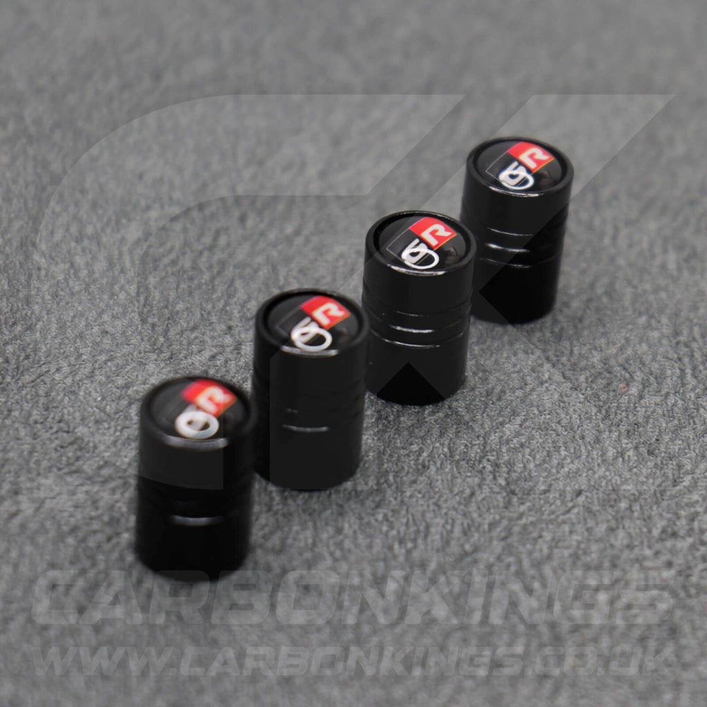 Toyota GR Gazoo Racing Black Anodised Wheel Valve Dust Caps Set Yaris GR86 Supra