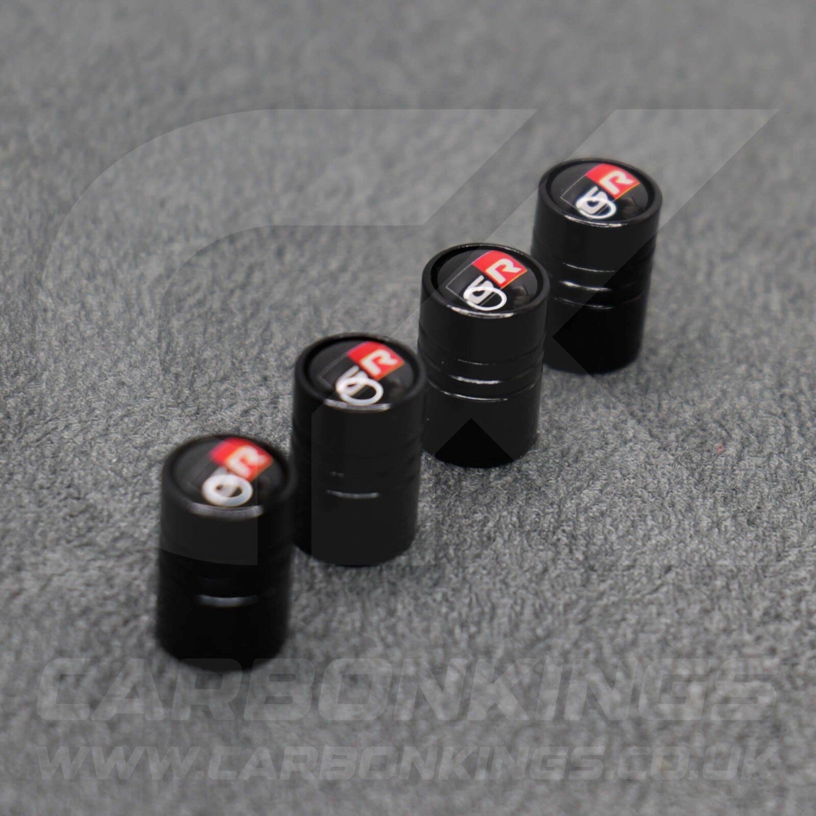 Toyota GR Gazoo Racing Black Anodised Wheel Valve Dust Caps Set Yaris GR86 Supra