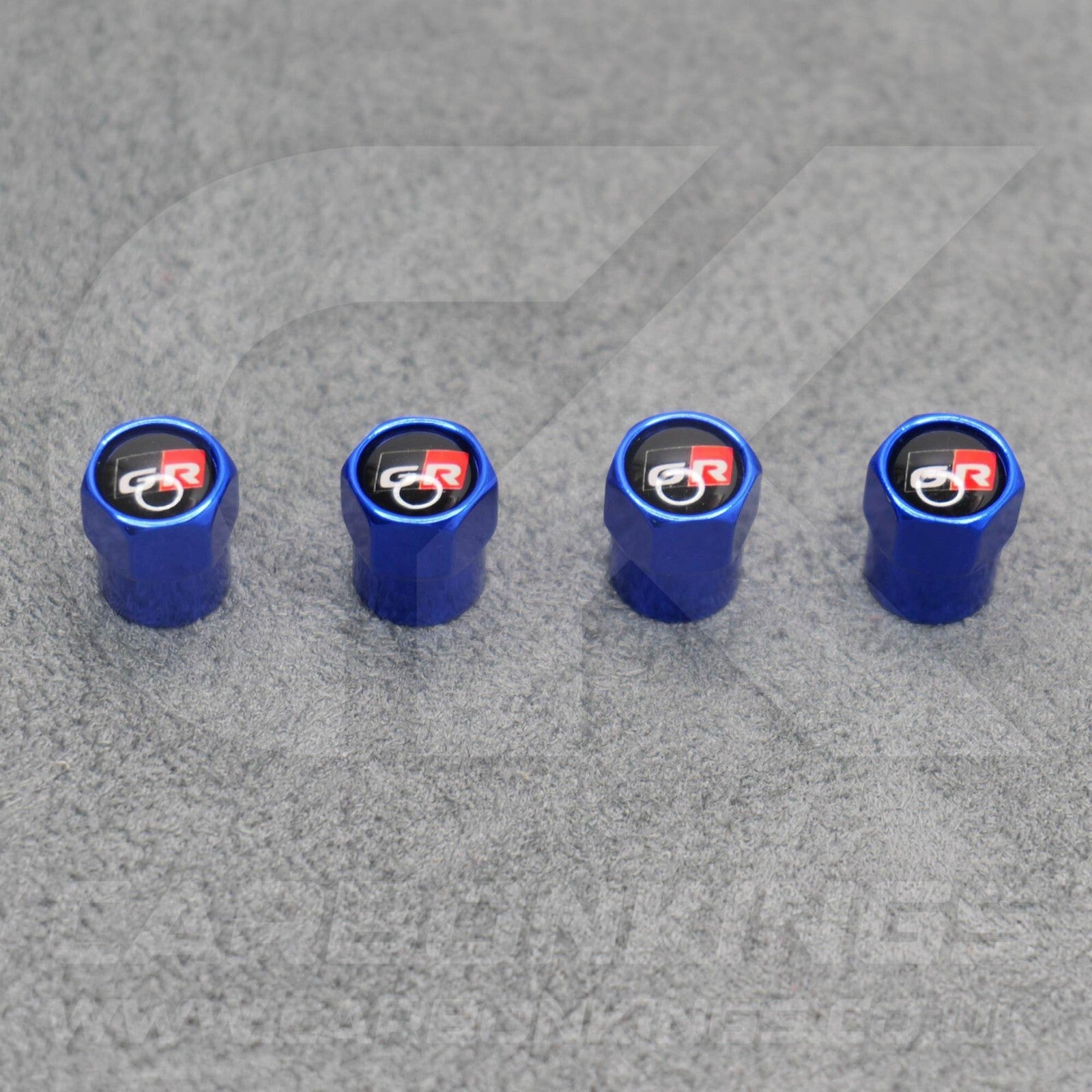 Toyota GR Gazoo Racing Blue Anodised Wheel Valve Dust Caps Set Yaris GR86 Supra