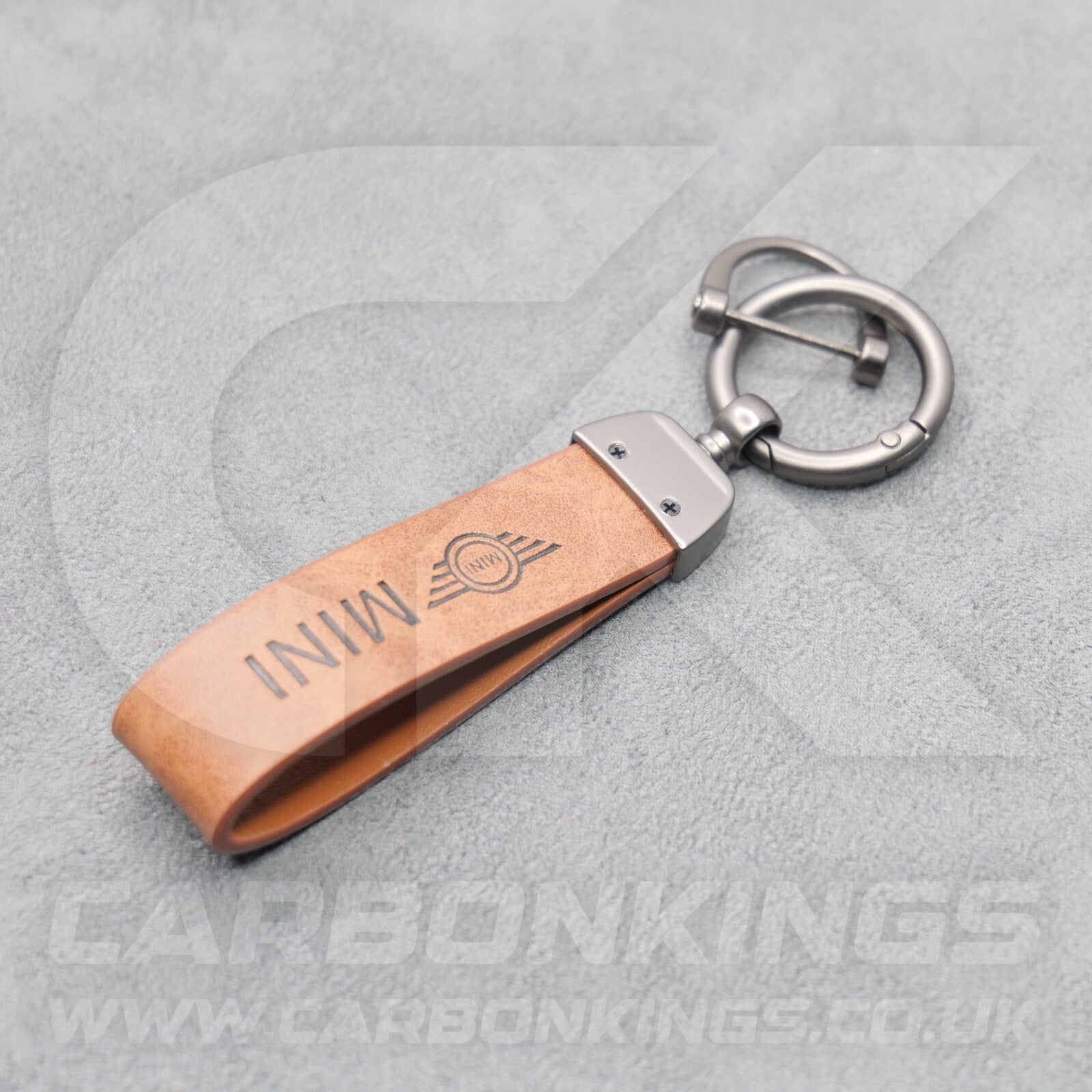 Mini Cooper Brown Leather Key Ring Chain Premium Car Keys One S JCW R55 R56 R57