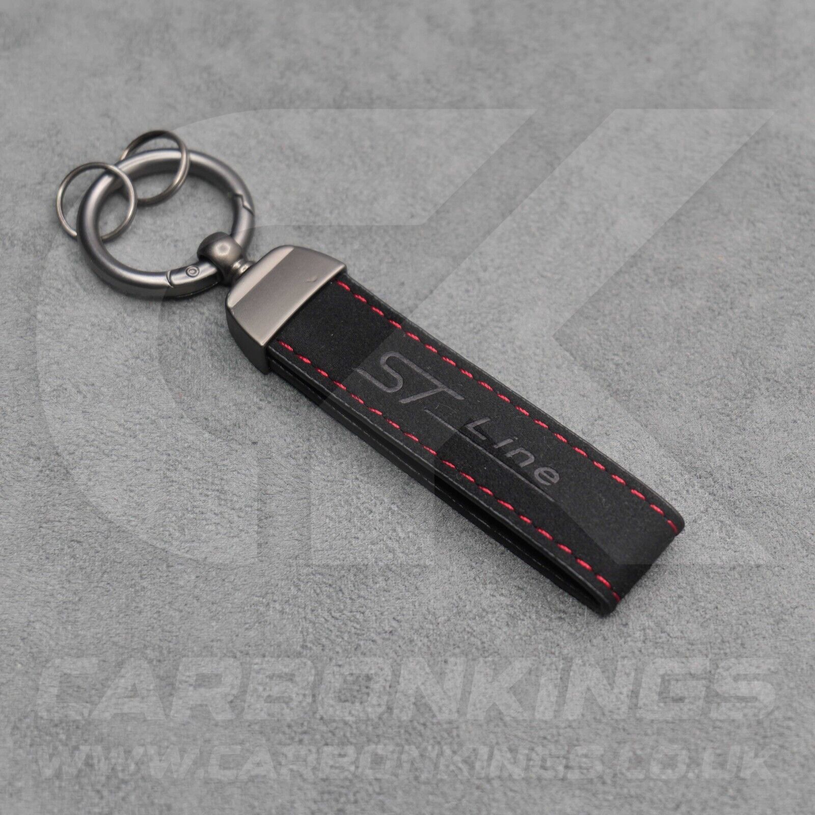 Ford ST Line Black Suede with Red Stitching Key Ring Chain Focus Fiesta Puma