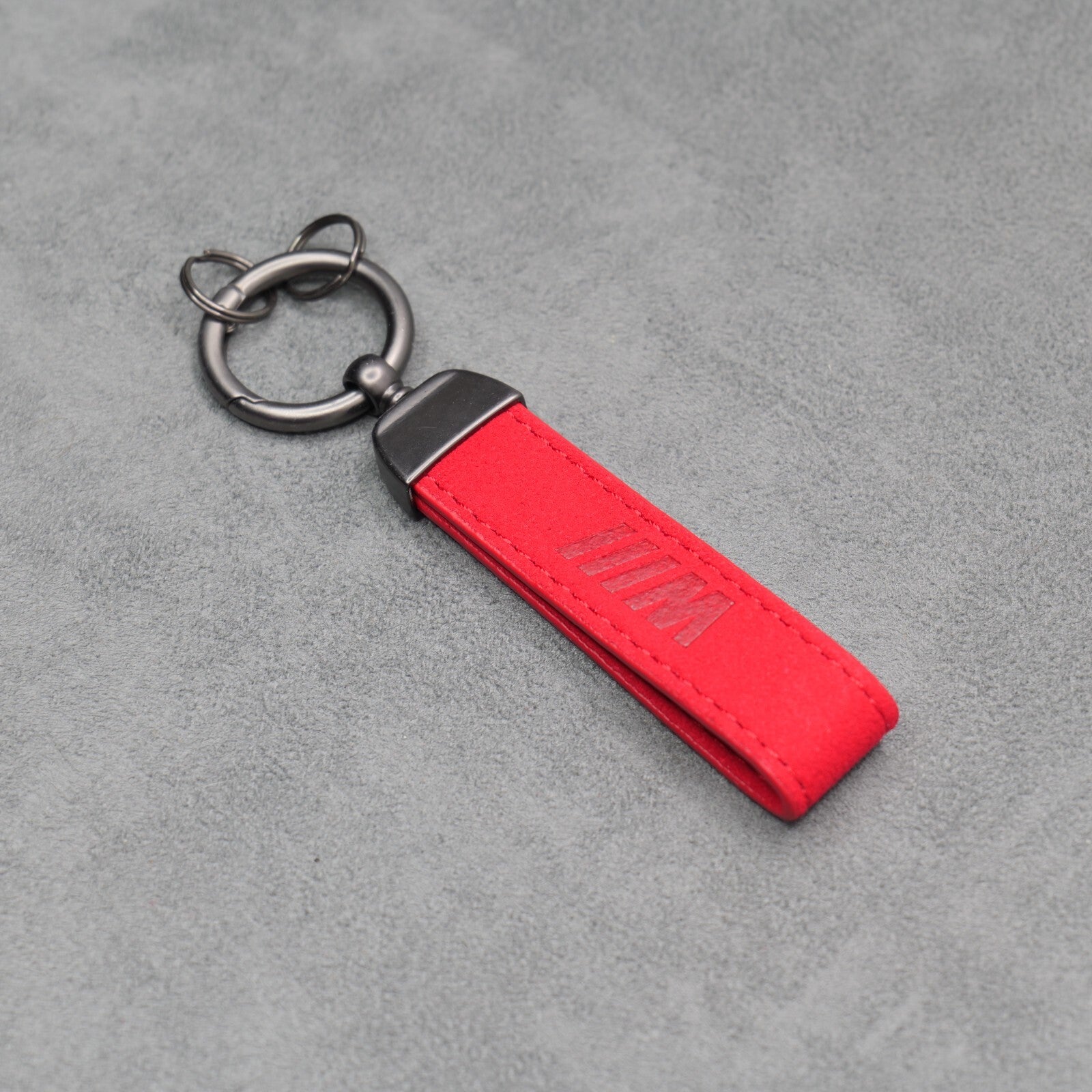 BMW M Performance Red Suede Key Ring Chain Alcantara Red Stitching Premium