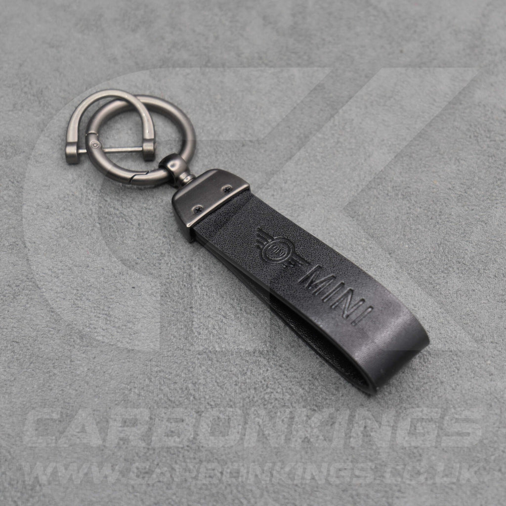 Mini Cooper Black Leather Key Ring Chain Premium Car Keys One S JCW R55 R56 R57