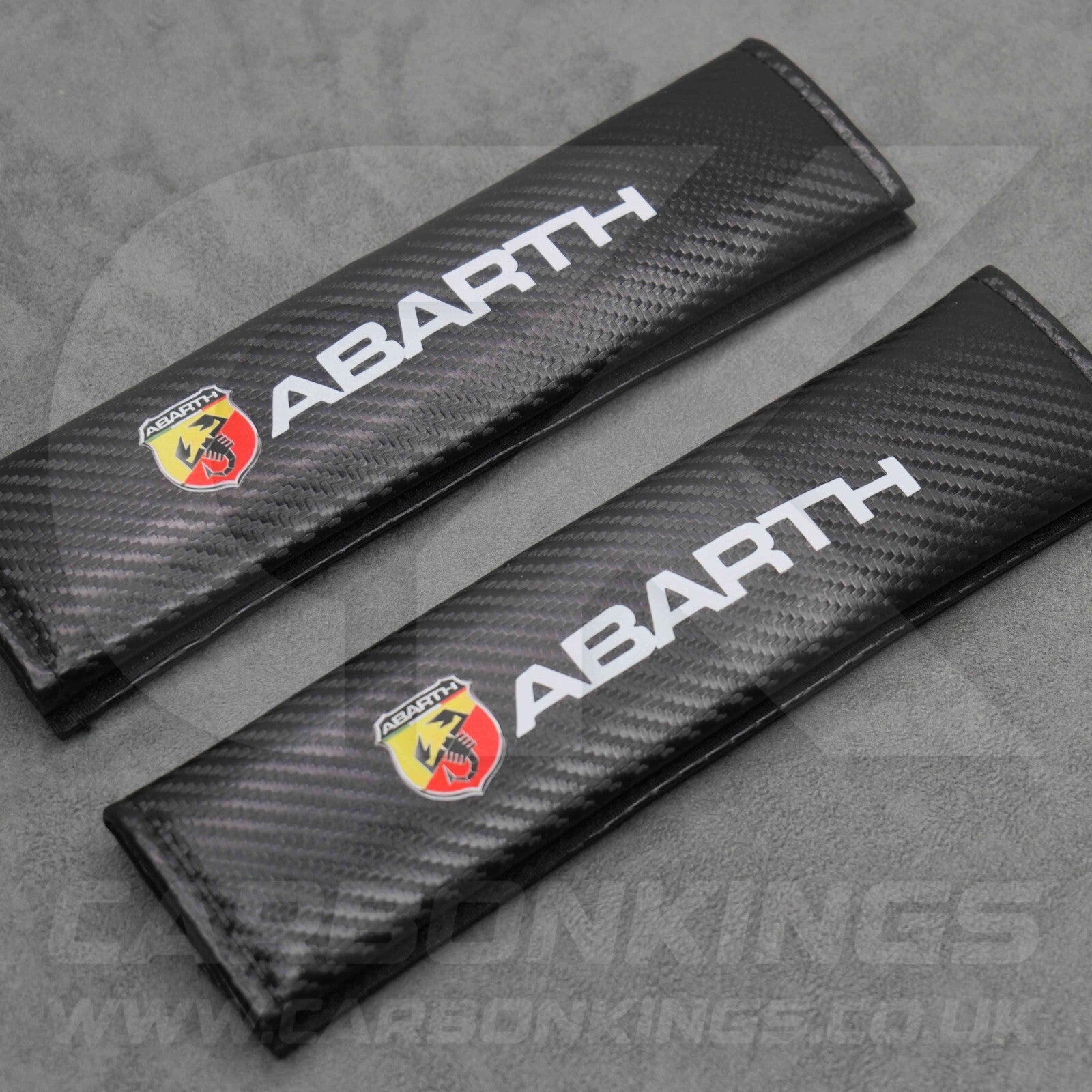 Fiat Abarth Carbon Fibre Style Seatbelt Shoulder Cover Pad Protector Set 500 595