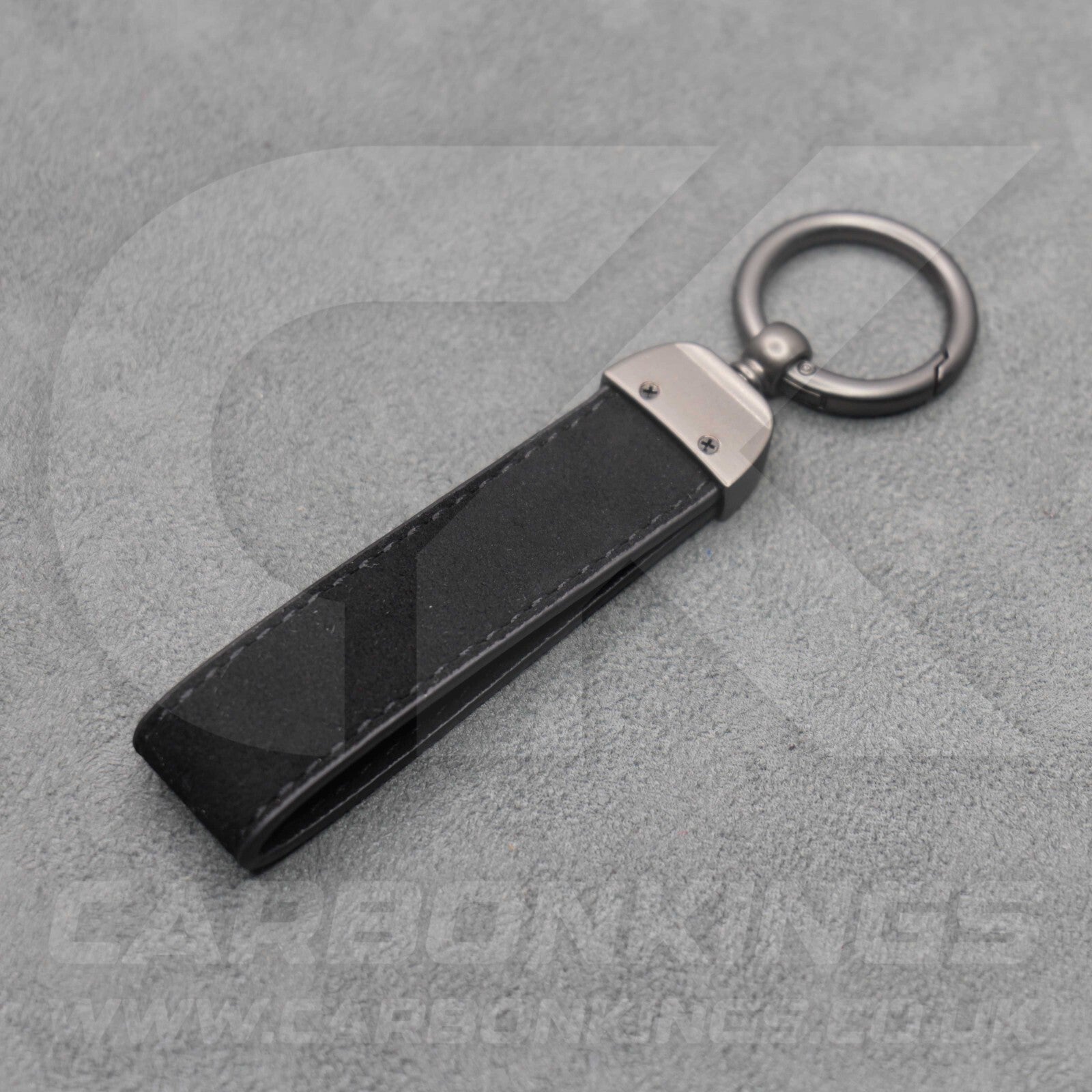 Audi RS Black Suede Key Ring Chain Alcantara Stitched Premium RS3 RS4 RS5 RS6