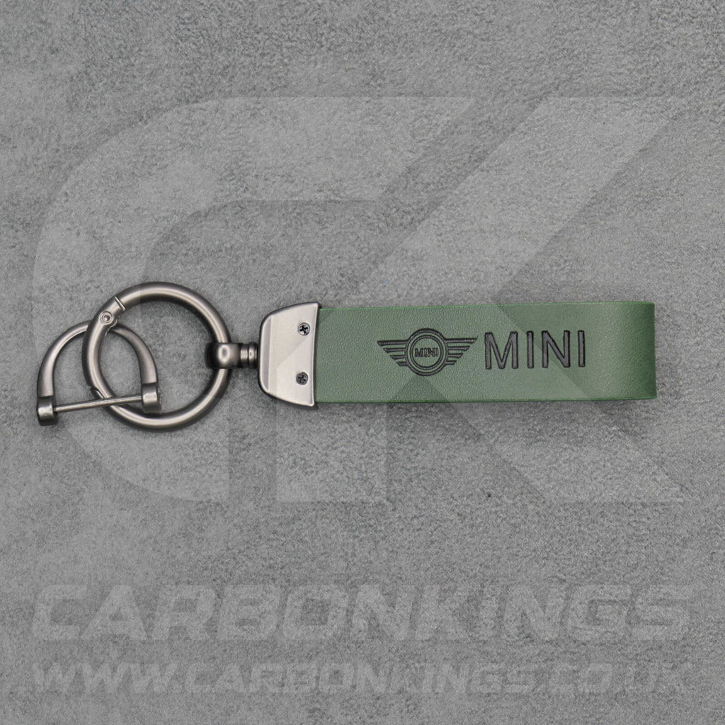 Mini Cooper Green Leather Key Ring Chain Premium Car Keys One S JCW R55 R56 R57