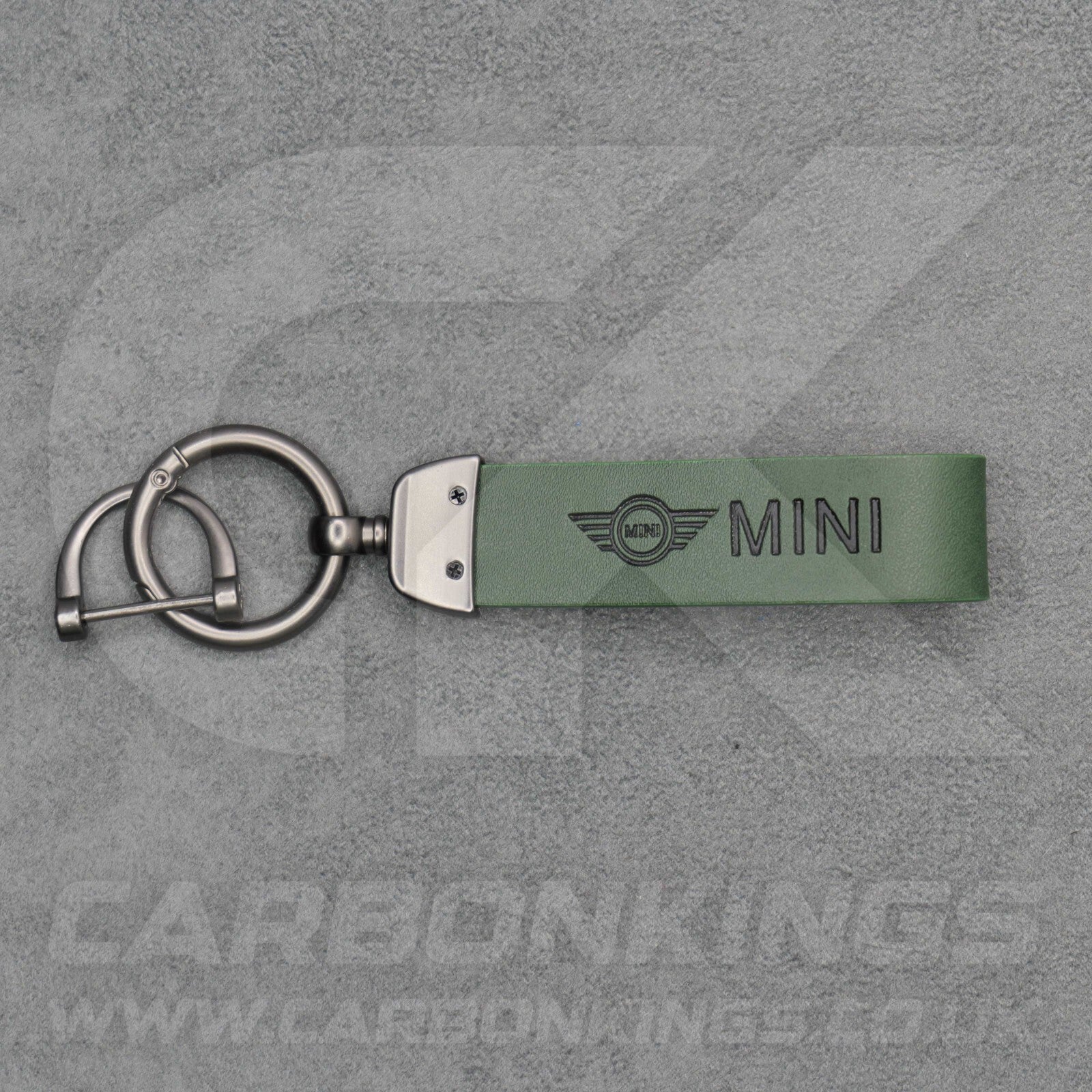 Mini Cooper Green Leather Key Ring Chain Premium Car Keys One S JCW R55 R56 R57