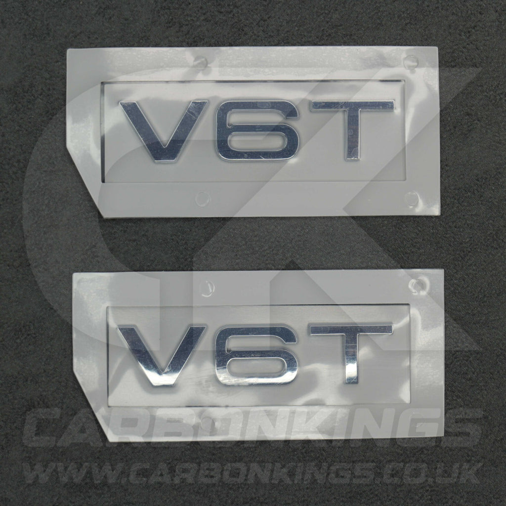 2x Chrome Silver V6T Side Wing Badge Emblems A4 A5 A6 A7 S3 S4 S5 S6 Q5 Q7