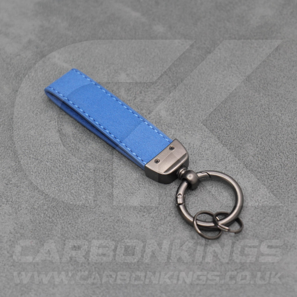 Mercedes AMG Blue Suede Key Ring Chain Alcantara Stitched C63 C43 A45 E63 A35