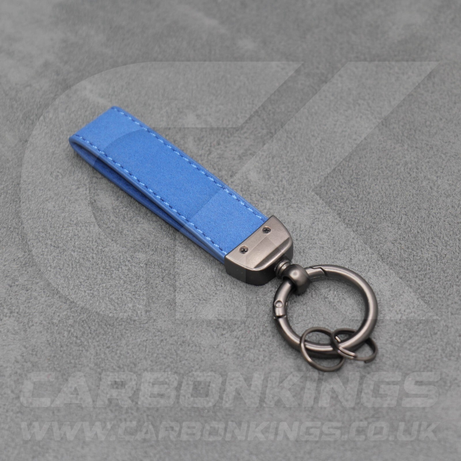 Mercedes AMG Blue Suede Key Ring Chain Alcantara Stitched C63 C43 A45 E63 A35