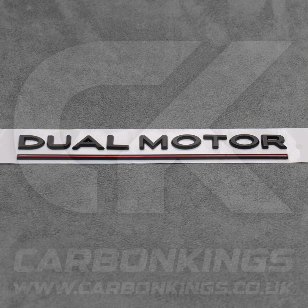 Tesla Matte Black with Red Line Dual Motor Rear Boot Badge Letters Model S 3 X Y