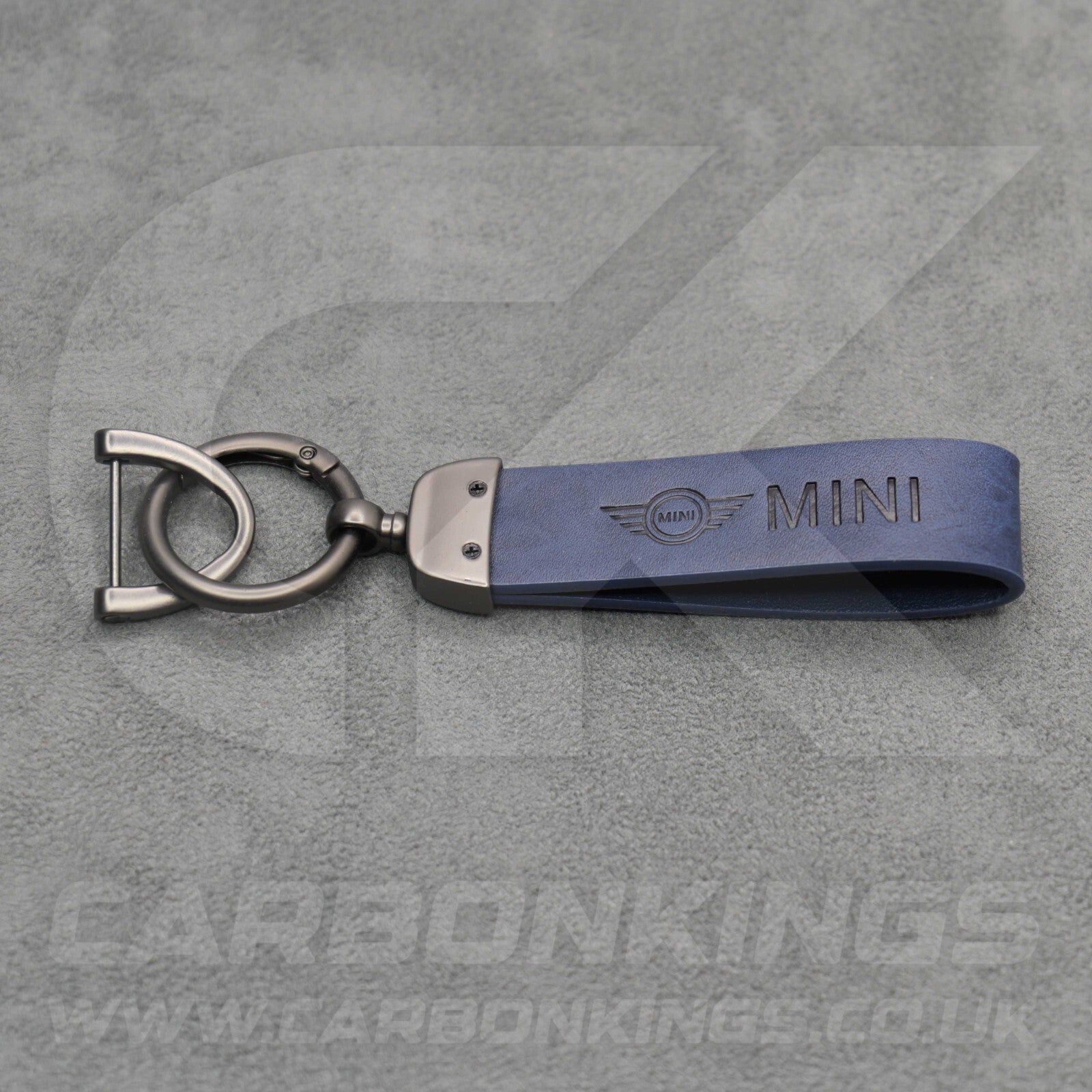 Mini Cooper Blue Leather Key Ring Chain Premium Car Keys One S JCW R55 R56 R57