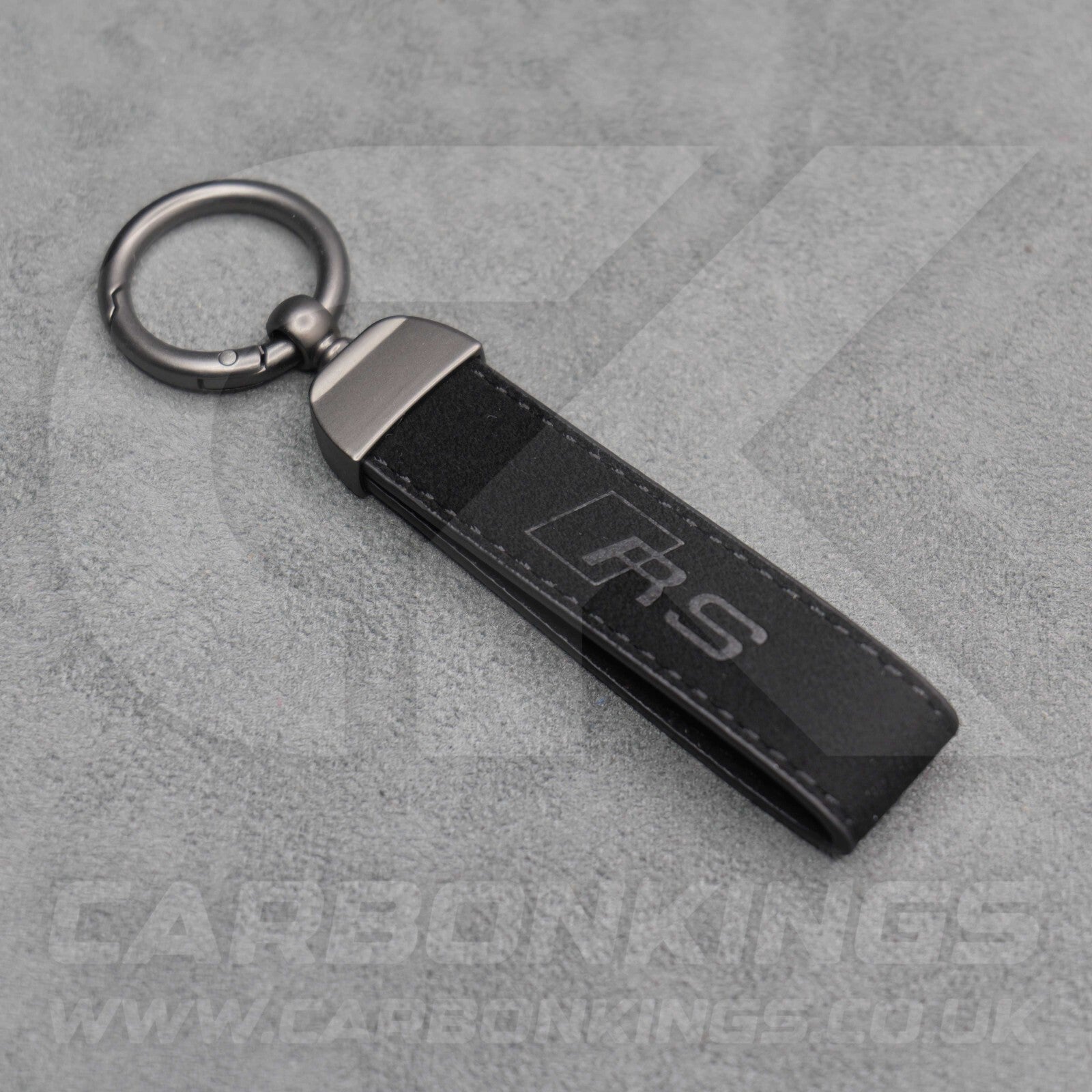 Audi RS Black Suede Key Ring Chain Alcantara Stitched Premium RS3 RS4 RS5 RS6