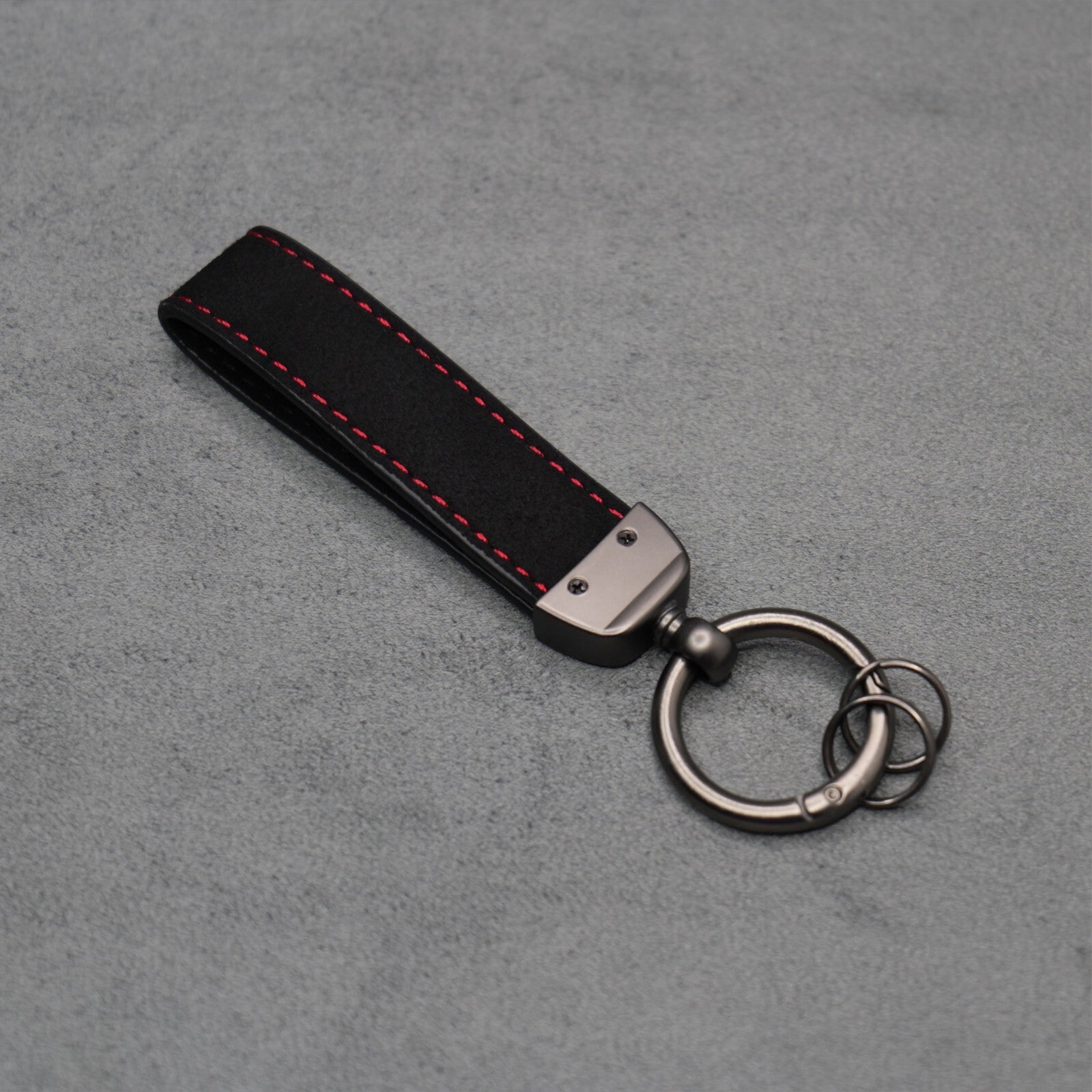 BMW M Performance Black Suede Key Ring Chain Alcantara Red Stitching Premium