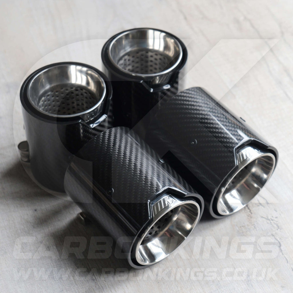 4x BMW M Performance Carbon Fibre Silver Exhaust Tips M2 M3 M4 M5 F80 F82 F83