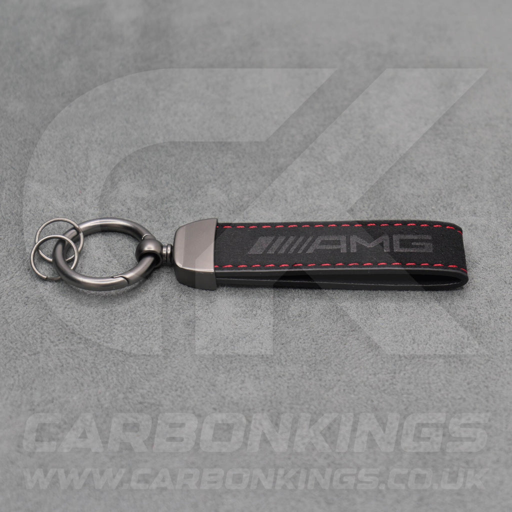 Mercedes AMG Black Suede Key Ring Chain Alcantara Stitched C63 C43 A45 E63 A35