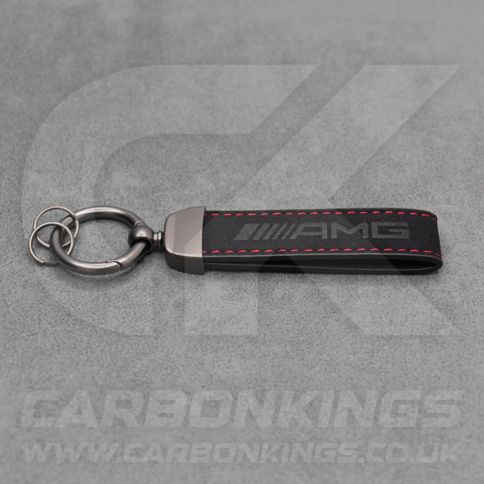 Mercedes AMG Black Suede Key Ring Chain Alcantara Stitched C63 C43 A45 E63 A35