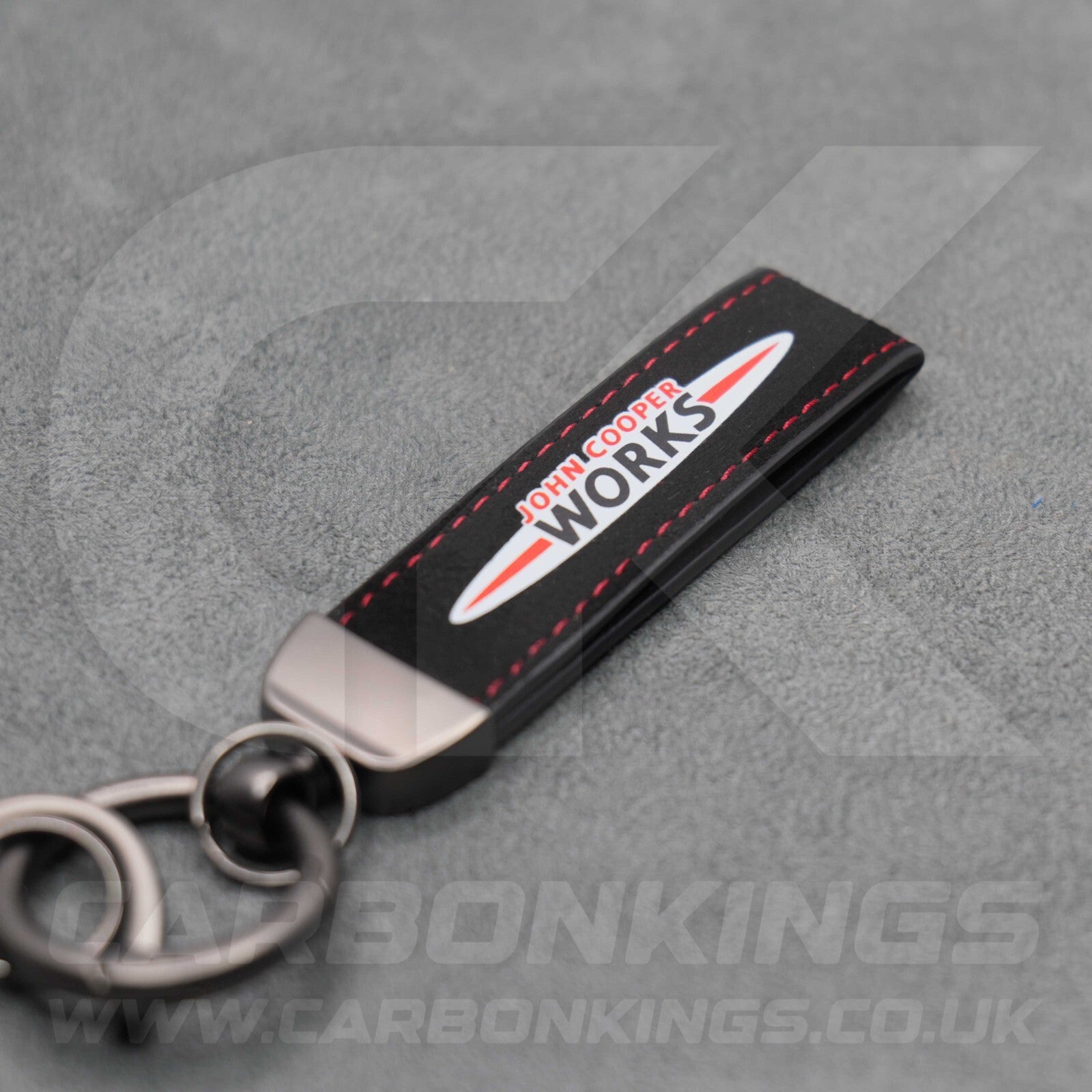 Mini JCW Suede Key Ring Chain John Cooper Works Alcantara Red Stitching Premium