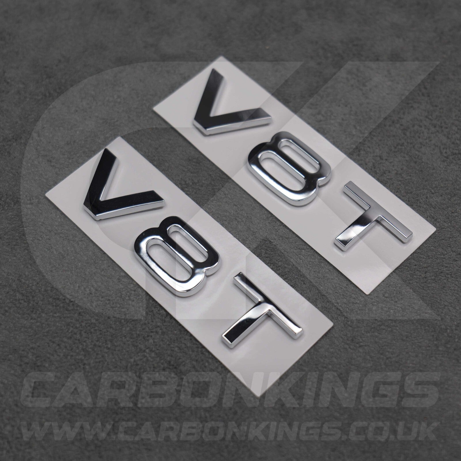 2x Chrome Silver V8T Side Wing Badge Emblems Audi SQ7 S6 S5 RS4 RS5 RS6 RS7 S8