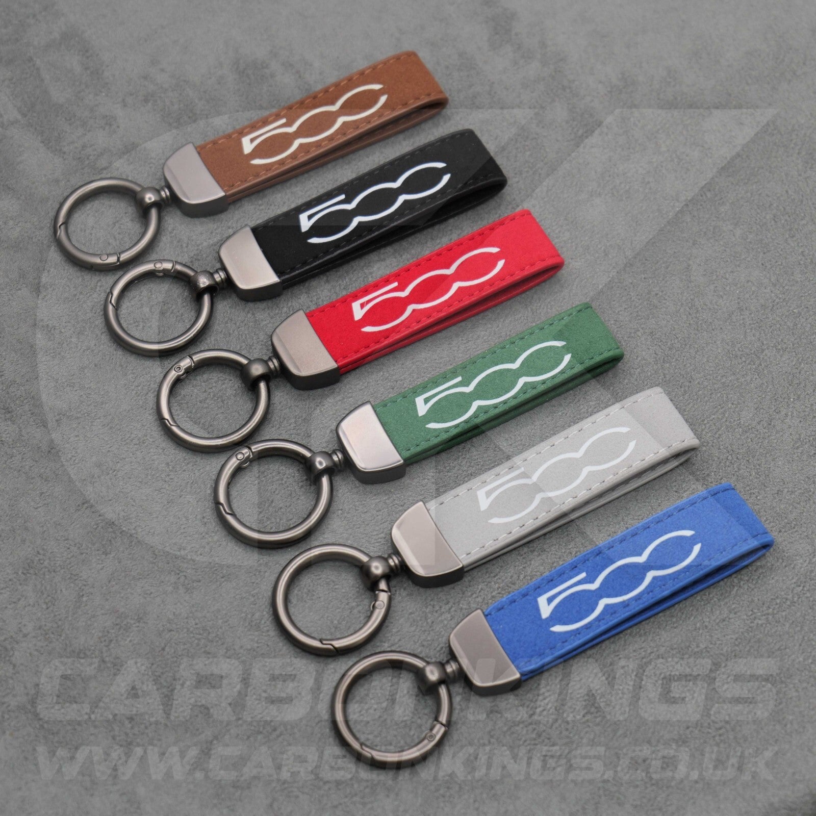 Fiat 500 Suede Car Key Ring Chain Alcantara Stitched Premium Durable Lightweight