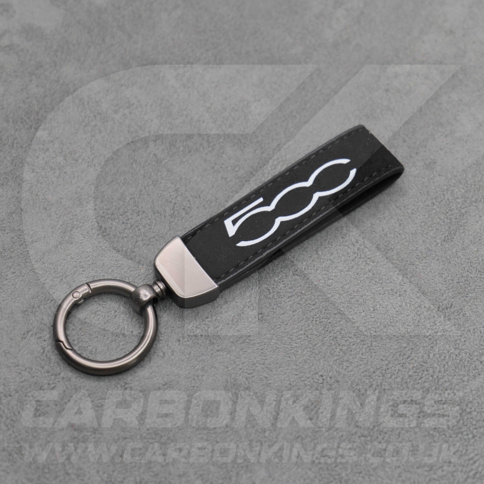 Fiat 500 Suede Car Key Ring Chain Alcantara Stitched Premium Durable Lightweight