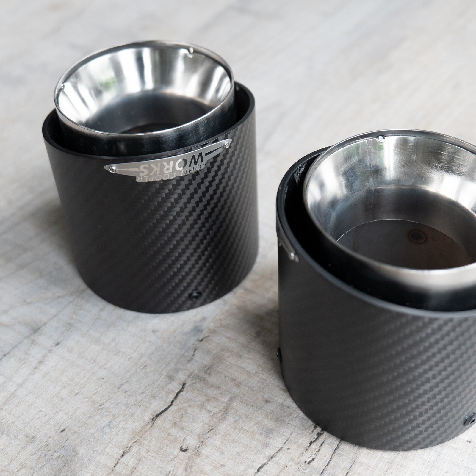 85mm Mini JCW Satin Carbon Fibre Exhaust Tips F55 F56 F57 F60 R55 R59 Cooper S D