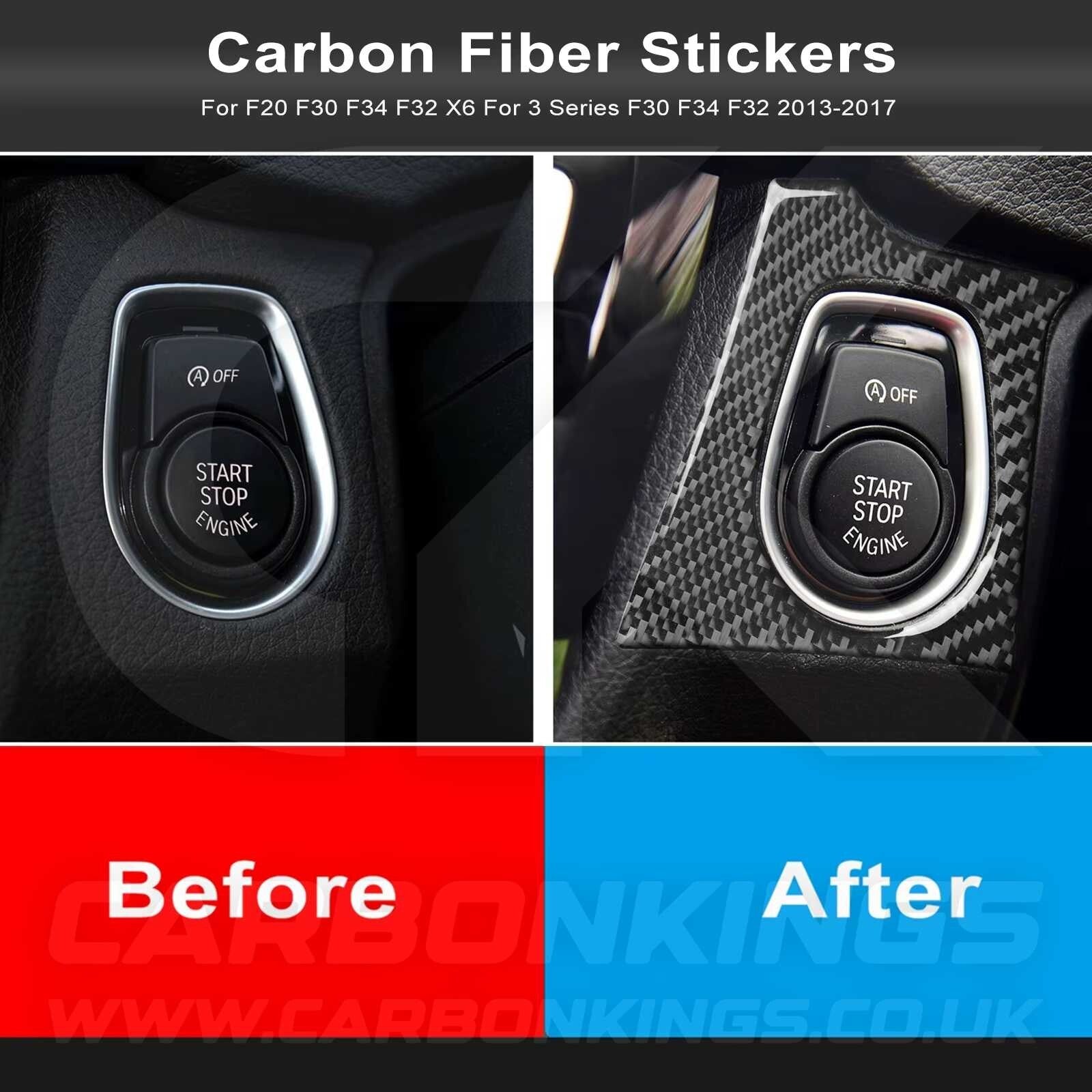 BMW Carbon Fibre Style Start Stop Button Surround for 2 3 Series F20 F30 F34 F32