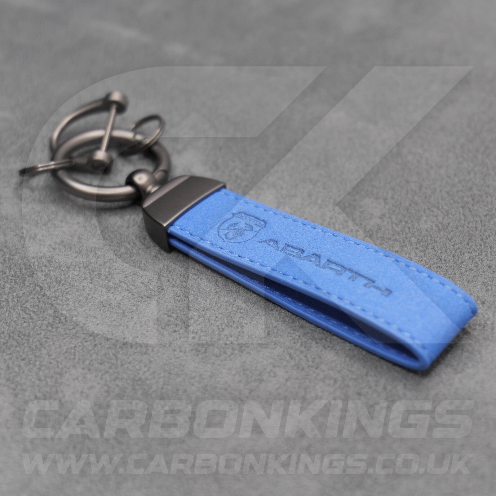 Fiat Abarth Blue Suede Key Ring Chain Alcantara Stitched 500 595 695 Punto