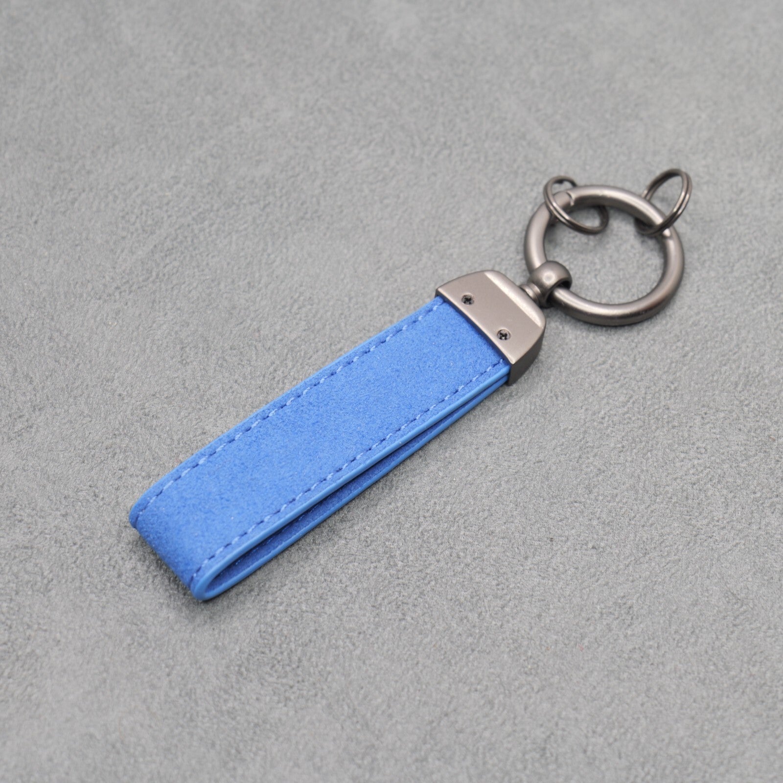 BMW M Performance Blue Suede Key Ring Chain Alcantara Red Stitching Premium