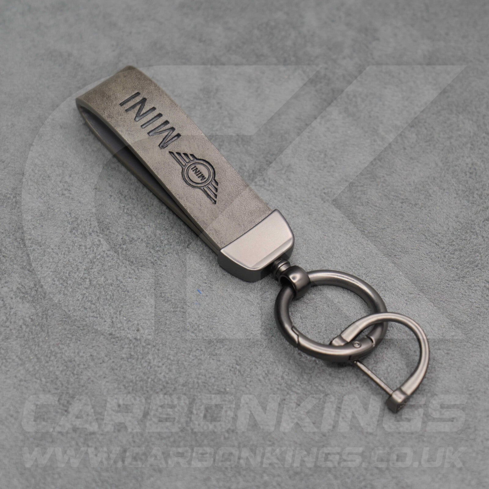 Mini Cooper Grey Leather Key Ring Chain Premium Car Keys One S JCW R55 R56 R57