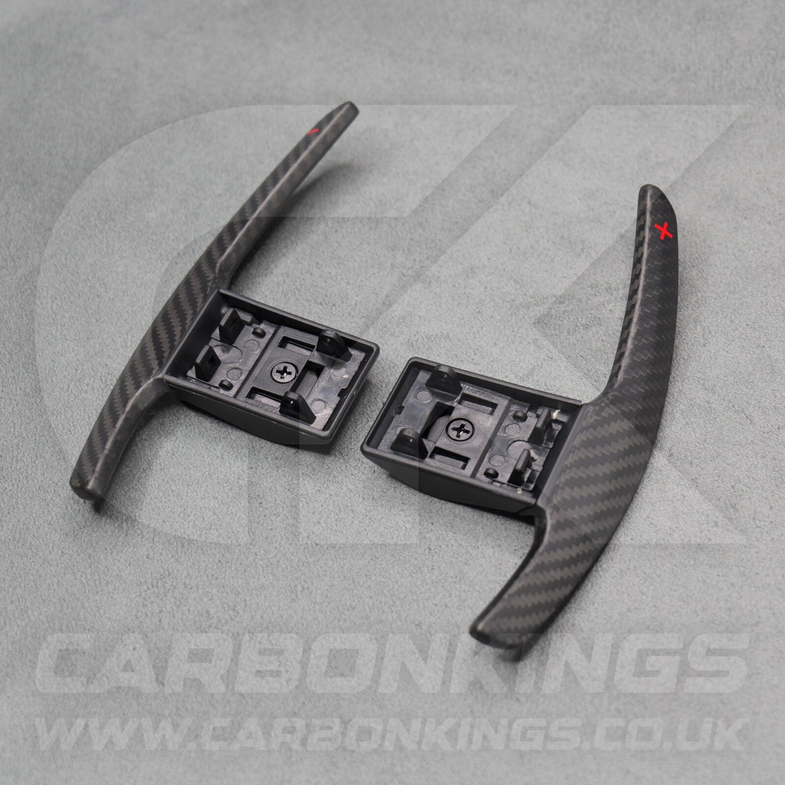 Satin Carbon Fibre & Red +/- Gear Paddle Shifters BMW F80 M3 F82 F83 M4 F87 M2