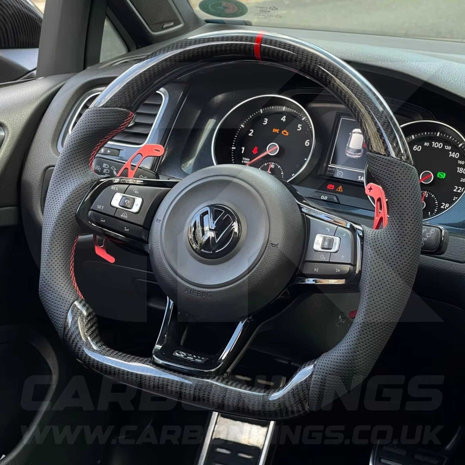 Volkswagen Carbon Fibre Steering Wheel VW Golf MK7 MK7.5 R R-Line GTI GTD GTE +