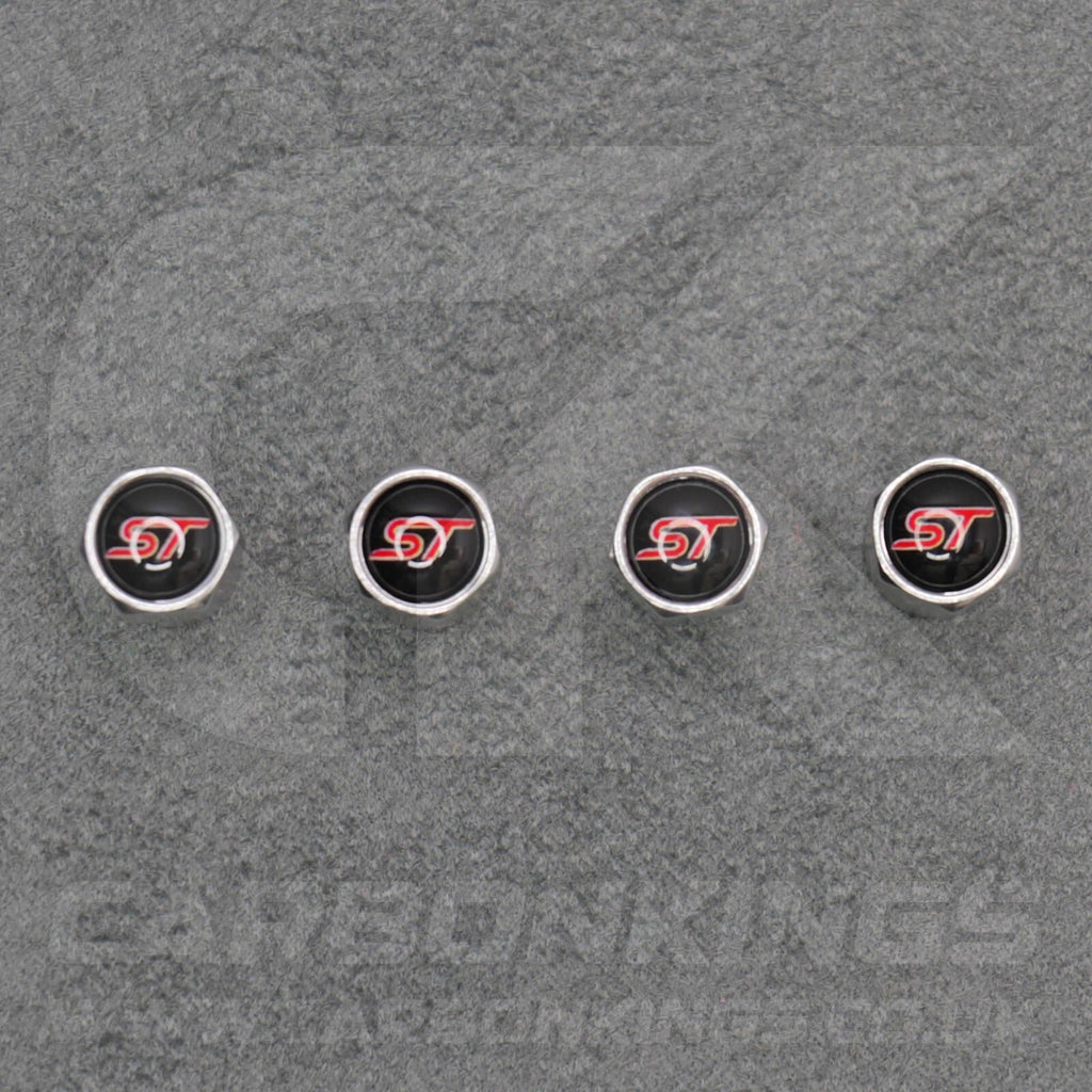 Ford ST Sport Silver Anodised Wheel Valve Dust Caps Set Fiesta Focus Edge Puma