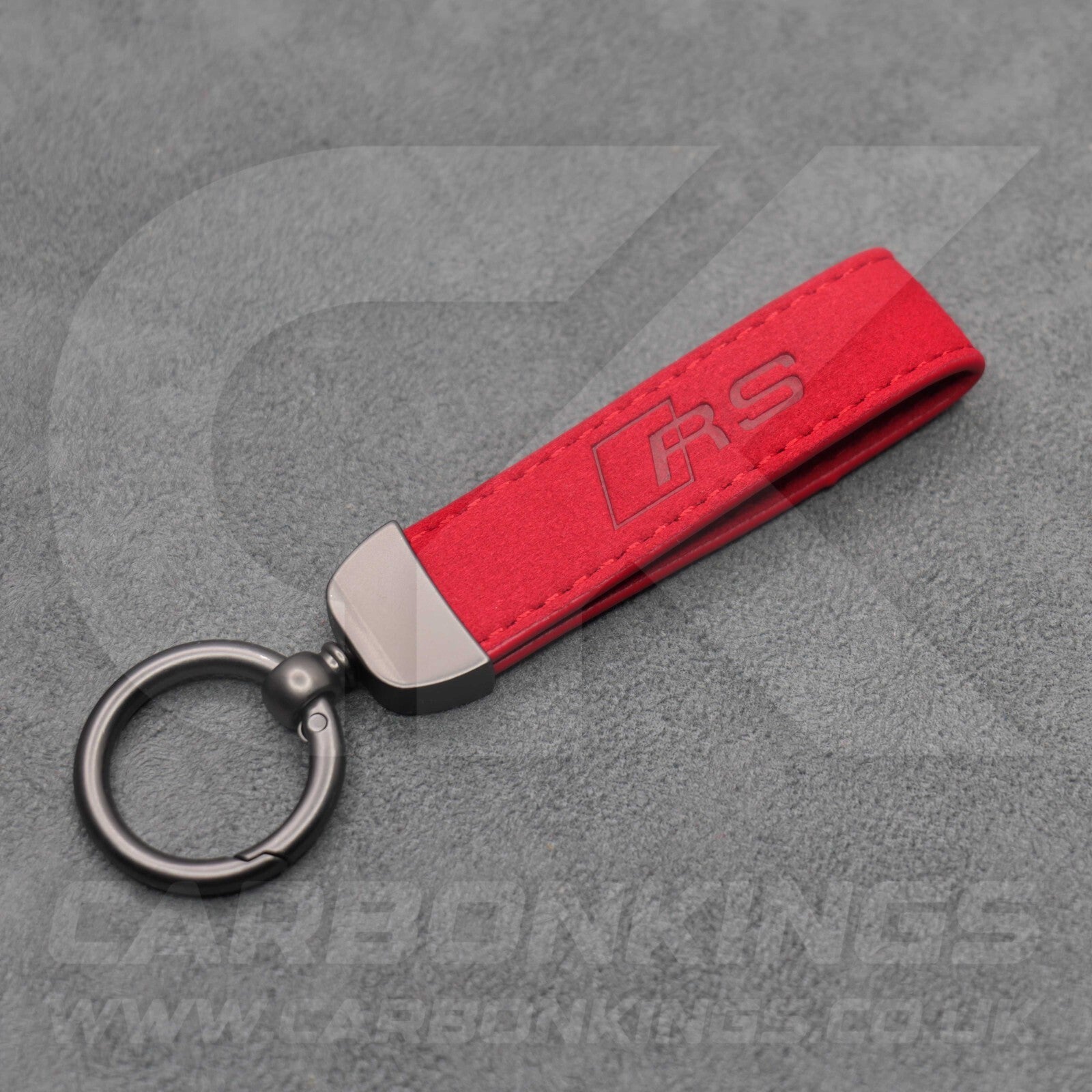 Audi RS Red Suede Key Ring Chain Alcantara Stitched Premium RS3 RS4 RS5 RS6 RS7