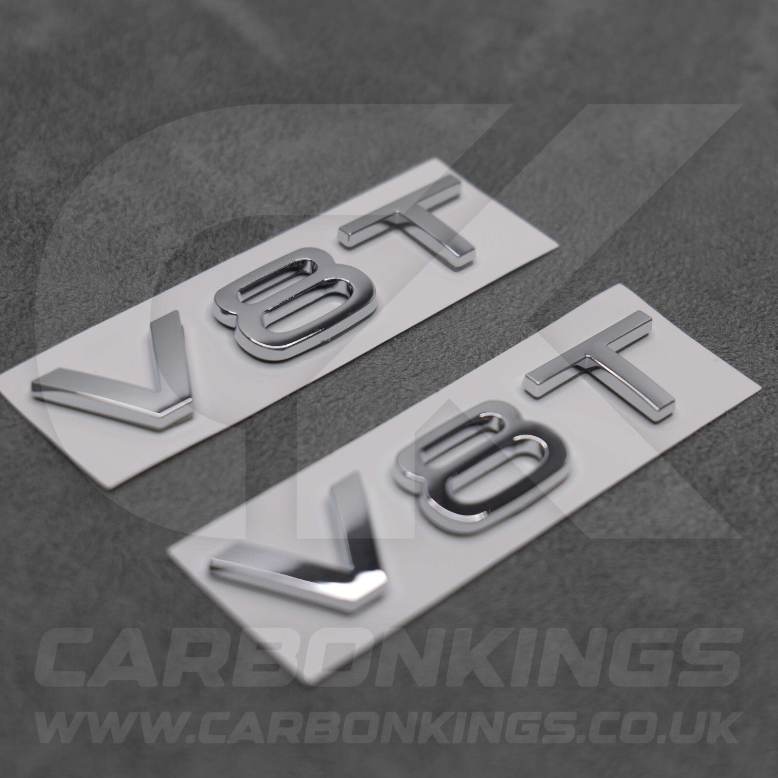 2x Chrome Silver V8T Side Wing Badge Emblems Audi SQ7 S6 S5 RS4 RS5 RS6 RS7 S8
