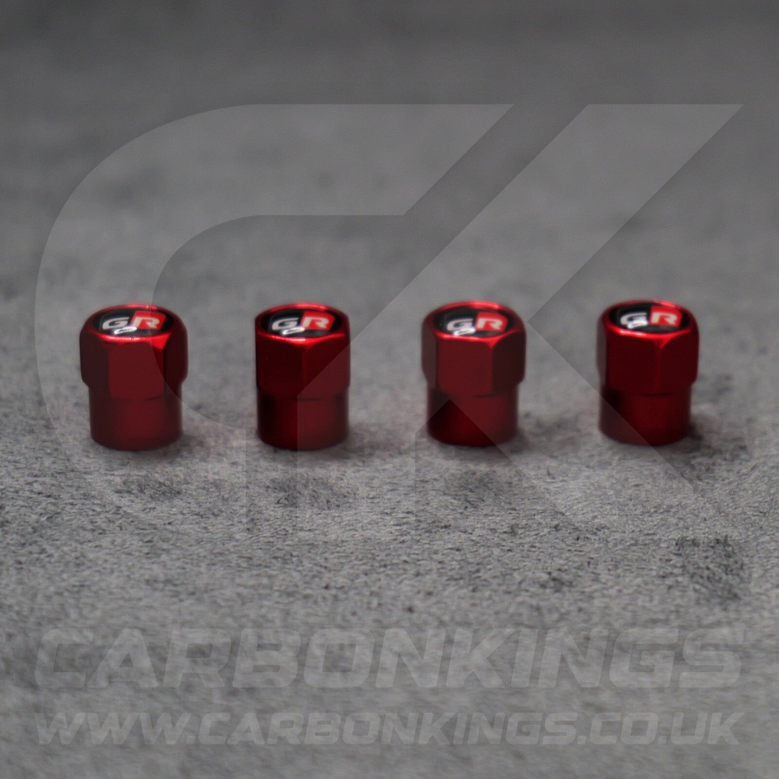 Toyota GR Gazoo Racing Red Anodised Wheel Valve Dust Caps Set Yaris GR86 Supra