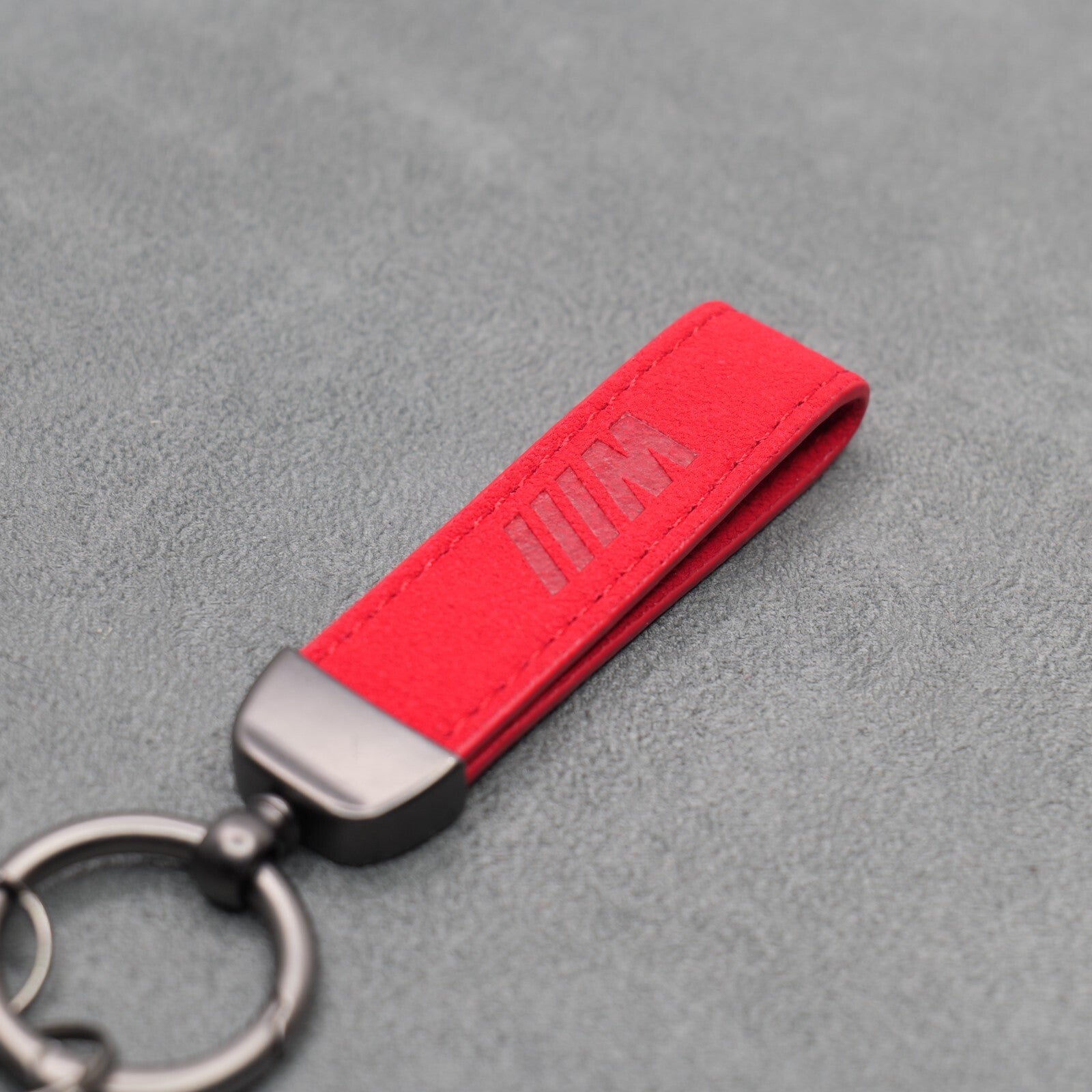 BMW M Performance Red Suede Key Ring Chain Alcantara Red Stitching Premium