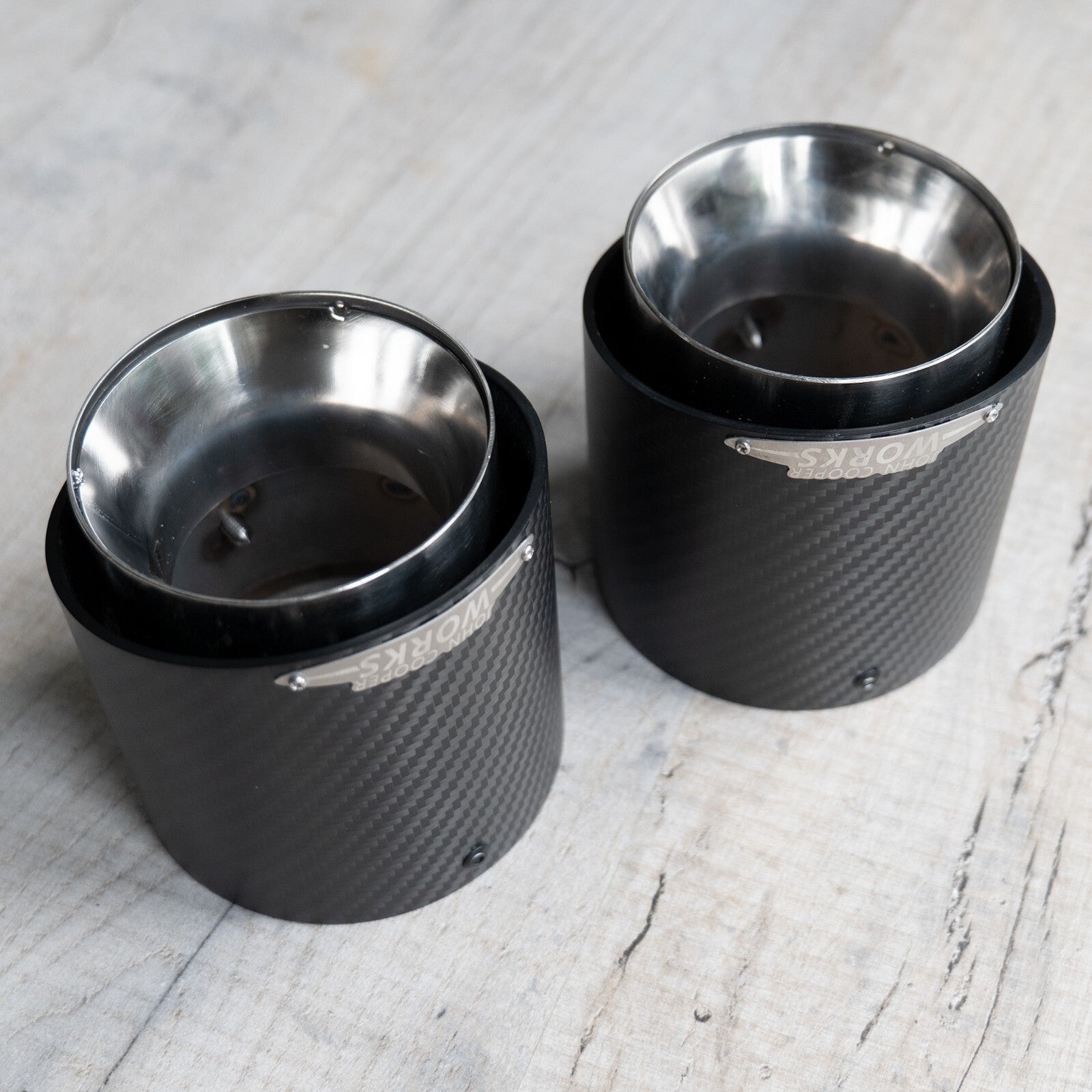 85mm Mini JCW Satin Carbon Fibre Exhaust Tips F55 F56 F57 F60 R55 R59 Cooper S D