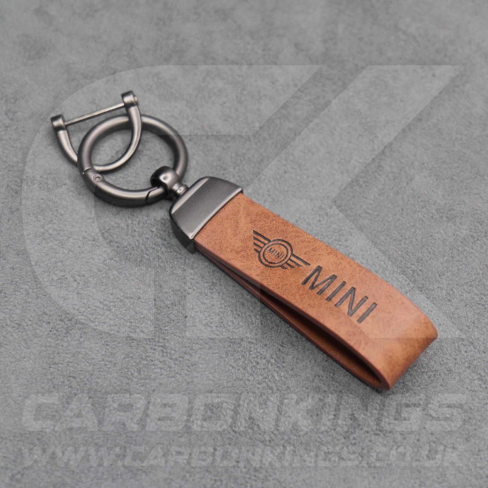 Mini Cooper Brown Leather Key Ring Chain Premium Car Keys One S JCW R55 R56 R57