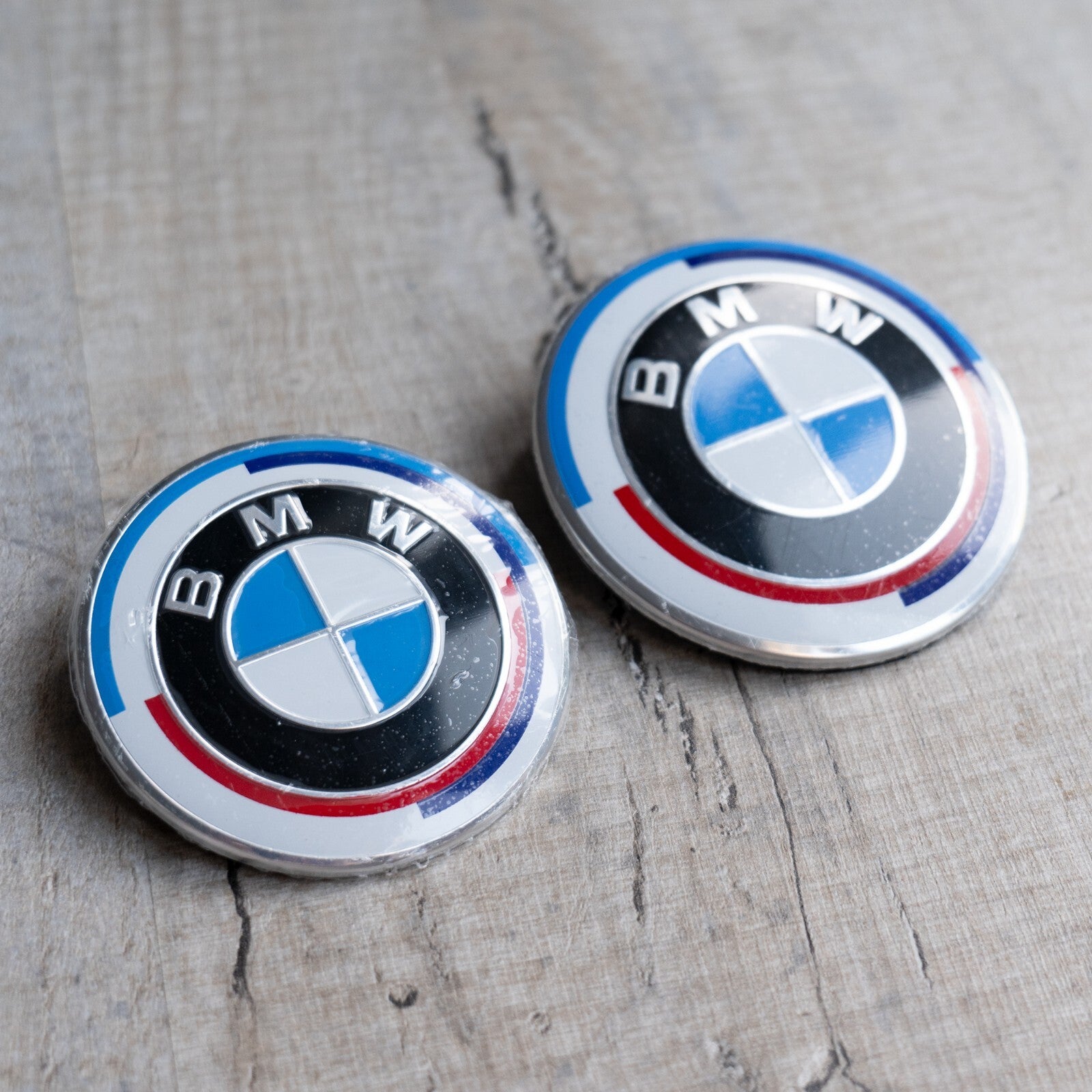 2x 50th Anniversary 82mm 74mm Front Bonnet Rear Boot Badges for B M W - 50 Years