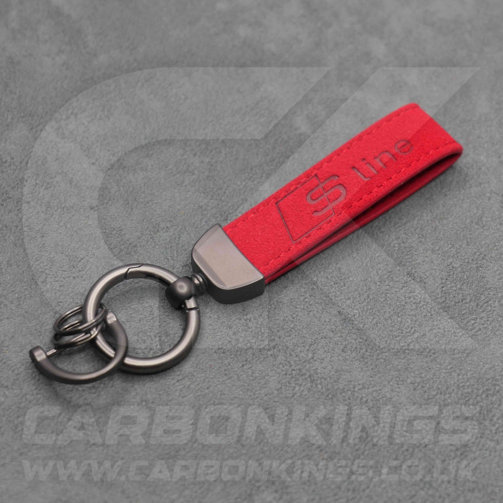 Audi S Line Suede Alcantara Key Ring Chain A1 A3 A4 A5 A6 A7 Q3 Q4 Q5 Q6 Q7 Q8