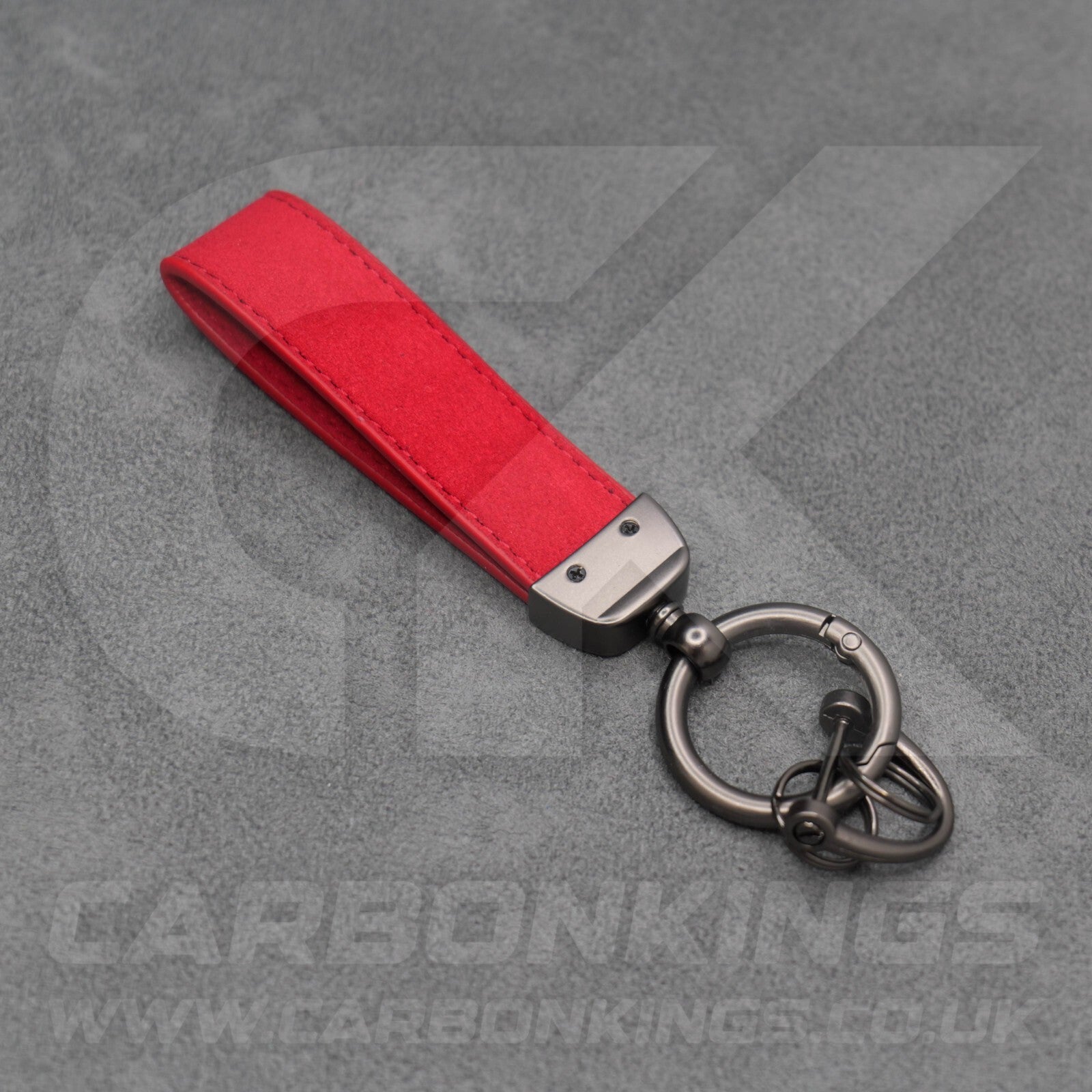 Fiat Abarth Red Suede Key Ring Chain Alcantara Stitched 500 595 695 Punto