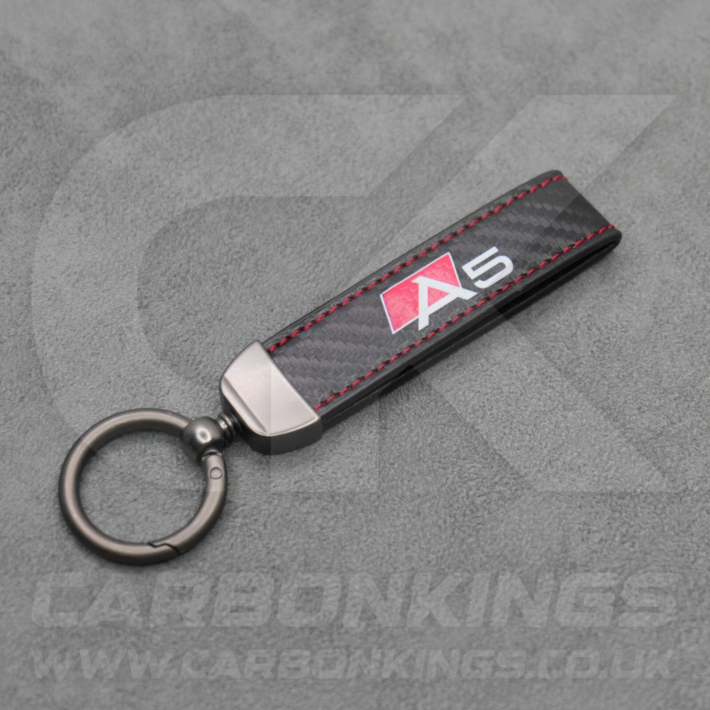 Audi Carbon Fibre Style Red Stitching Key Ring Chain S Line A3 A4 A5 A6 A7 A8