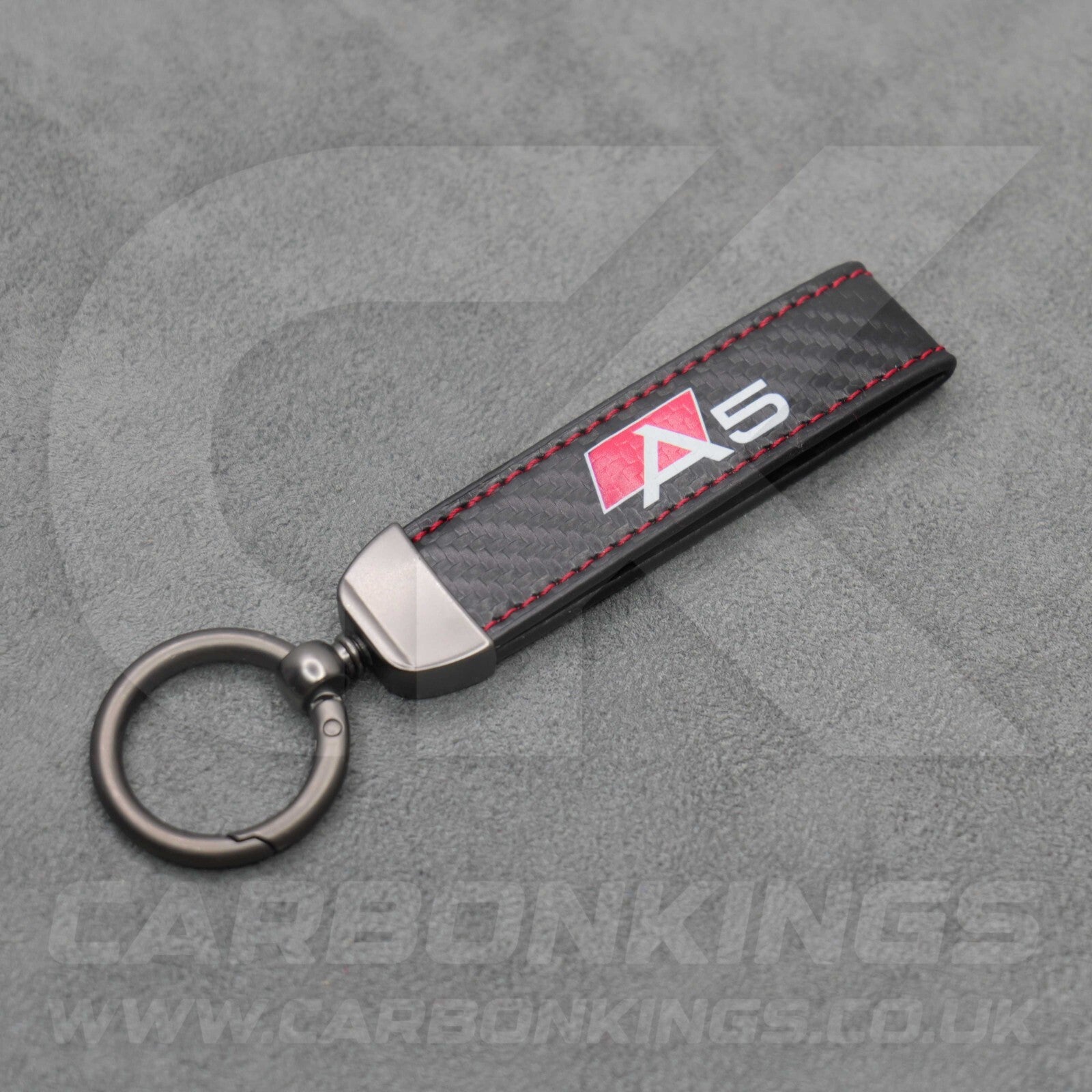 Audi Carbon Fibre Style Red Stitching Key Ring Chain S Line A3 A4 A5 A6 A7 A8