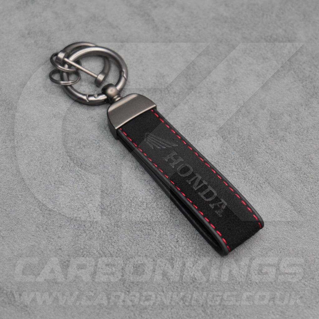 Honda Black Suede Key Ring Chain Car Civic Type R Premium Alcantara Stitched