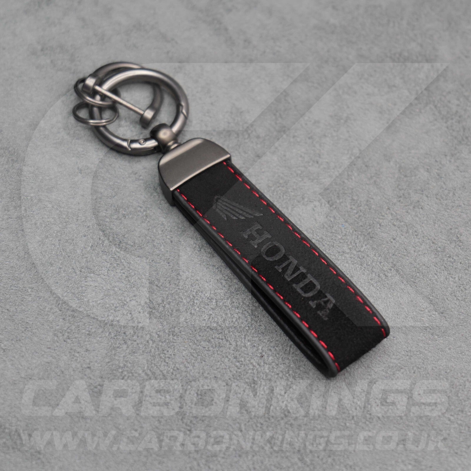 Honda Black Suede Key Ring Chain Car Civic Type R Premium Alcantara Stitched