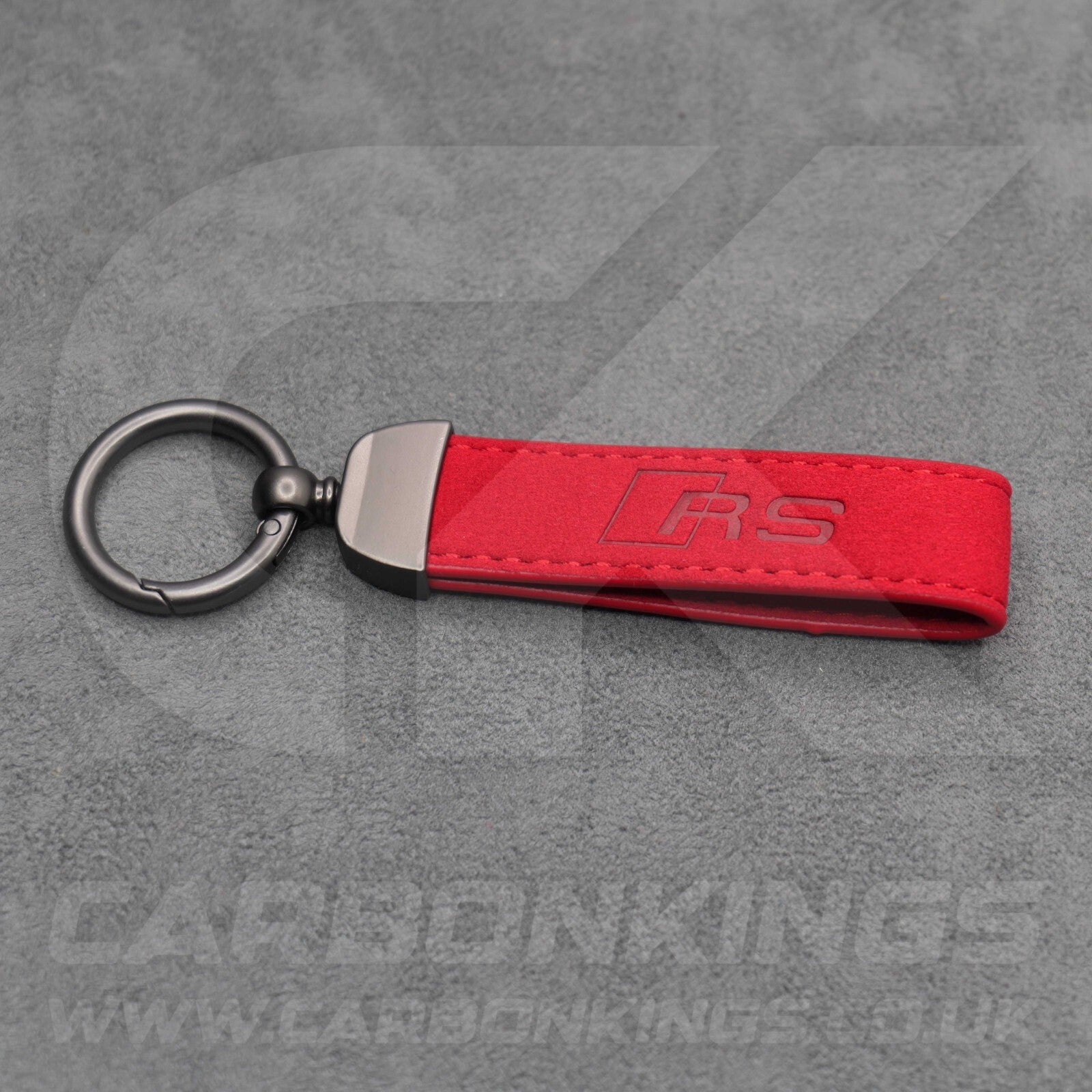 Audi RS Red Suede Key Ring Chain Alcantara Stitched Premium RS3 RS4 RS5 RS6 RS7