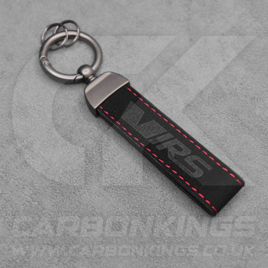 Skoda VRS Black Suede Key Ring Chain Alcantara Octavia Elroq Enyaq Kodiaq